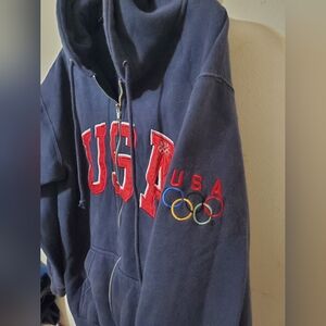 90s Olympics Hoodie USA Vintage Hooded Sweashirt Medium